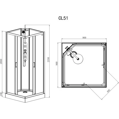 Sanotechnik Komplettdusche Epic Schwarz 235 Cm X 90 Cm X 90 Cm 2 Sanotechnik Komplettdusche Epic Schwarz 235 Cm X 90 Cm X 90 Cm – Bild 2