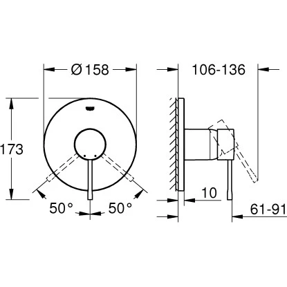 Grohe Einhand-Brausebatterie Für Unterputz Essence Hard Graphite 2 Grohe Einhand-Brausebatterie Für Unterputz Essence Hard Graphite – Bild 2