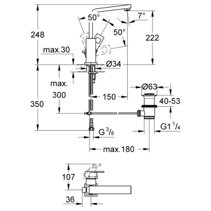 Grohe Einhand-Waschbeckenarmatur Eurocube L Chrom 2 Grohe Einhand-Waschbeckenarmatur Eurocube L Chrom – Bild 2
