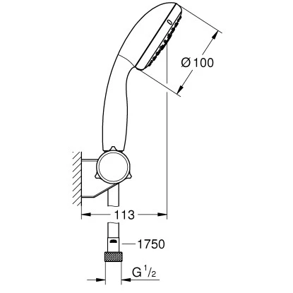 Grohe QuickFix Handbrause-Set Vitalio Start 100 Chrom 3 Strahlarten 2 Grohe QuickFix Handbrause-Set Vitalio Start 100 Chrom 3 Strahlarten – Bild 2